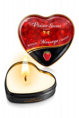 Масажна свічка сердечко Plaisir Secret - Полуниця