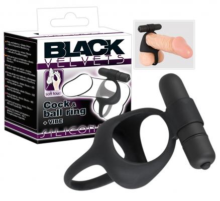 Кільце ерекційне з вібрацією - Black Velvets Cock & Ball Ring