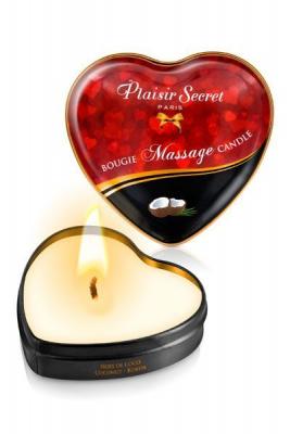 Масажна свічка серце Plaisirs Secrets - Кокос (35 мл)